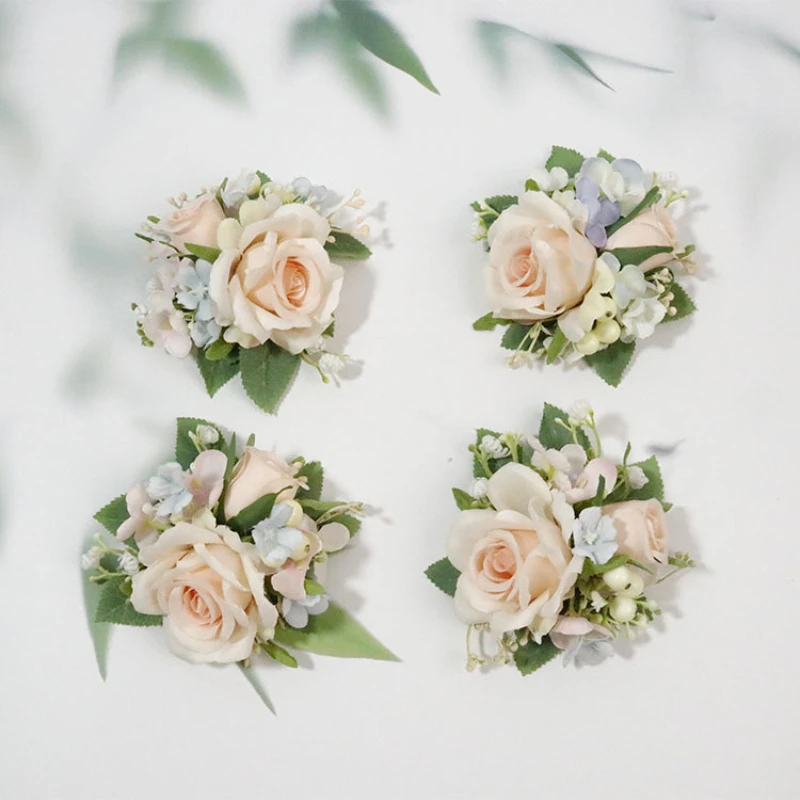 Bunte Hochzeit Blume Im Knopfloch Silk Rosen Corsage Brautjungfer Einzigartige Blumen Zeuge Mann Knopfloch Anzug Zubehör Broche