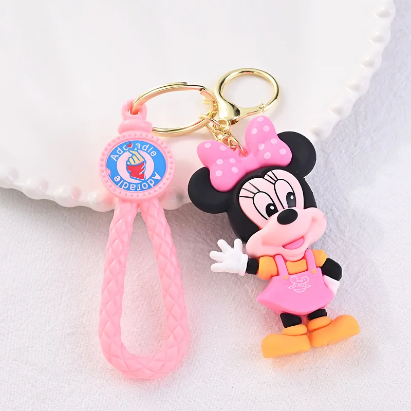 MINISO Disney Cartoon Keychain Mickey Minnie Donald Duck Goofy Silicone Pendant Key Holder Cute Jewelry Decoration Accessories