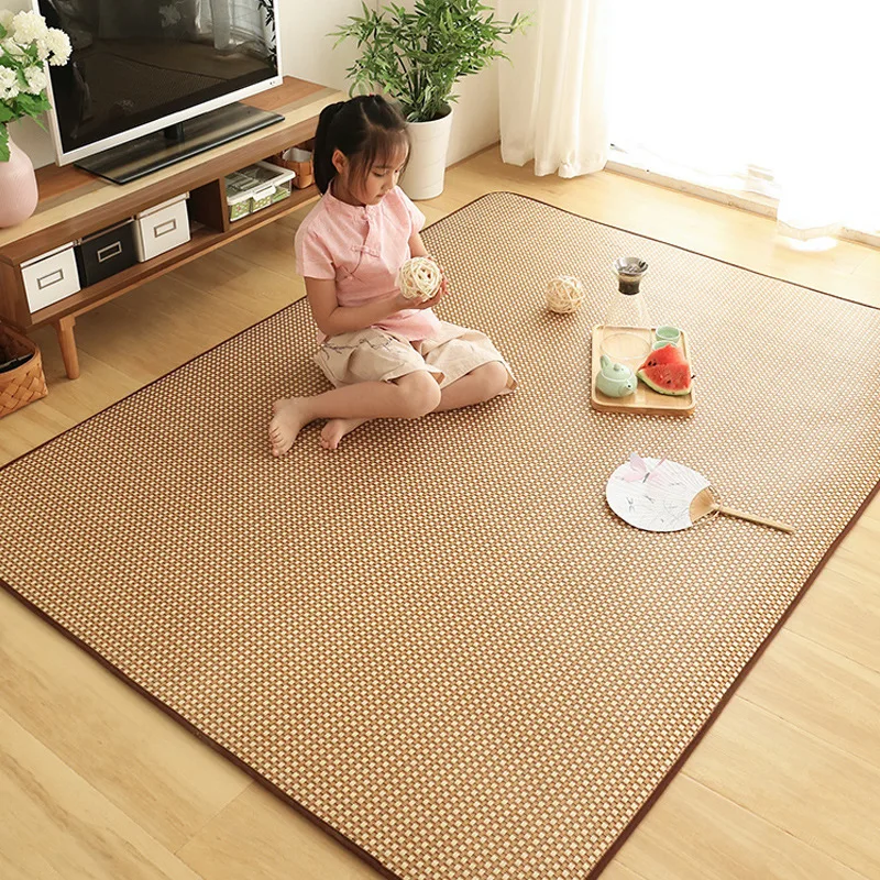 Japanese Style Tatami Mat Rattan Jute Floor Mat Thick Living Room Summer Cool Sleeping Mat Baby Play Mat Foldable Customized