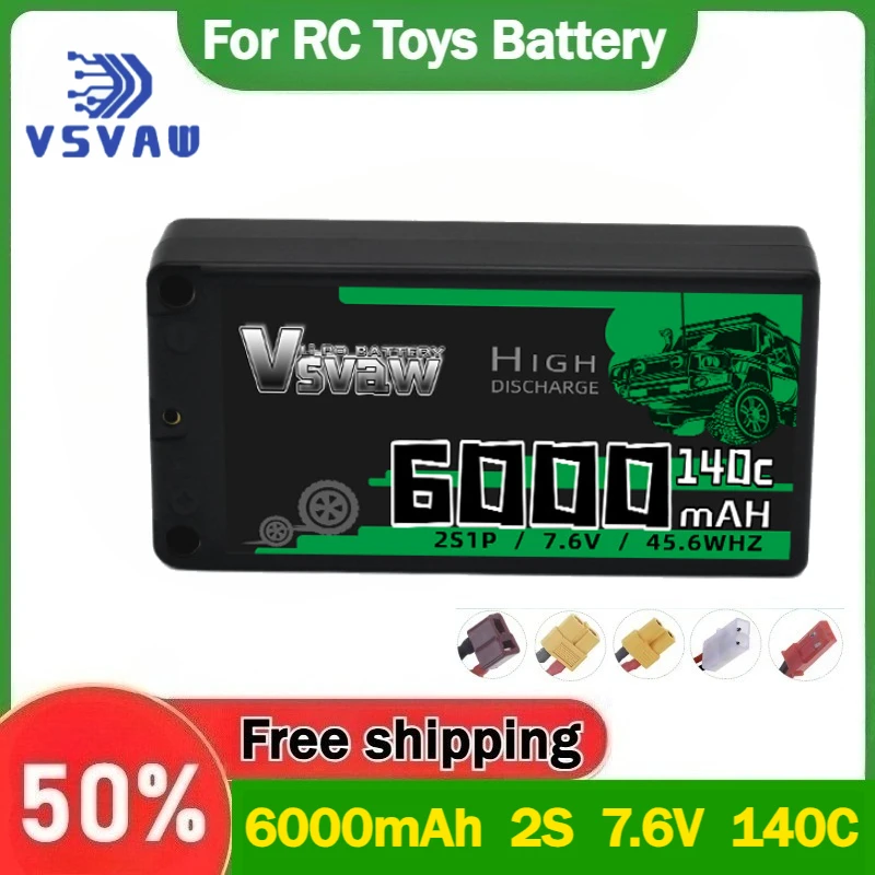 

6000 мАч 2S 7,6 В 140C аккумулятор большой емкости для гоночных автомобилей с дистанционным управлением, автомобилей, грузовиков и моделей автомобилей