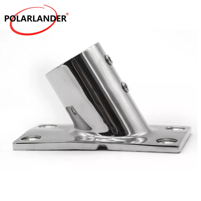 Boat Hand Rail Fitting Marine Yacht Boat Railing Hardware 45Degree 1”Round/Rectangular Base 316 Stainless Steel 1pcs