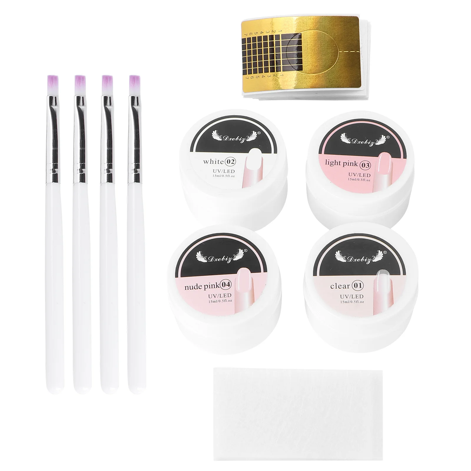 Manicure Extension Set Nail Pen Plate Accessory Lengthen Supply Tool Aluminum Paper Fixing Cards Brush Lengthening Tape