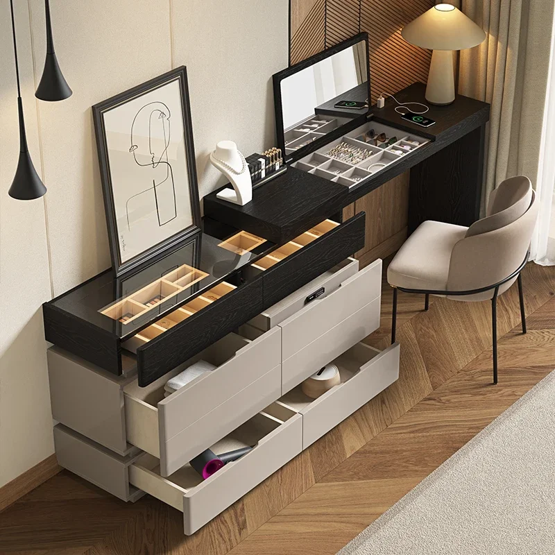Italian Minimalist Vanity Table Aesthetic Elegant Premium Classic Vanity Table Smooth Neat Meuble De Chambre Bedroom Furniture
