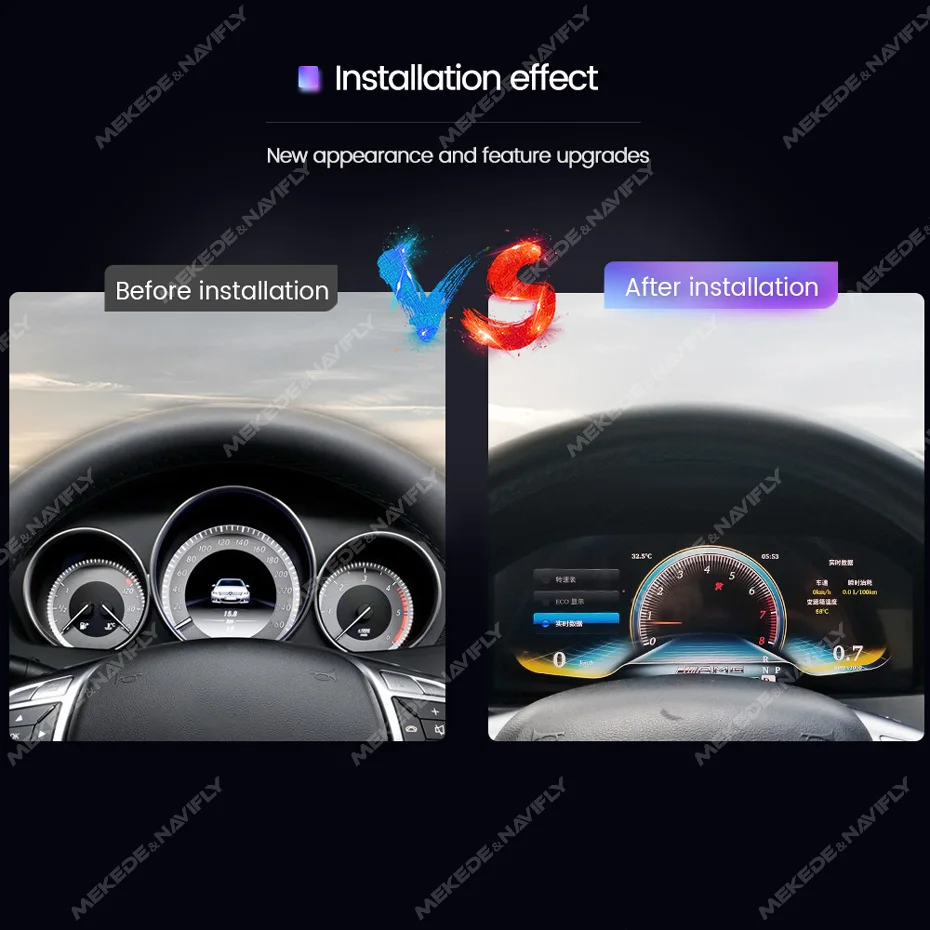 MEKEDE 12 بوصة 1920*720 HD شاشة LCD لوحة القيادة عداد السرعة العنقودية الرقمية لنظام Benz C Class W204 2011-2014 LHD LINUX