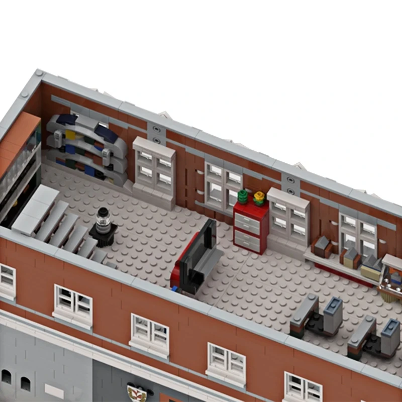 MOC-132465 Scuola Corne Invertita Compatibile 10264 10224 Blocchi di Costruzione Modulari di Mattoni Puzzle Educativo Giocattoli FAI DA TE Regali Di Compleanno