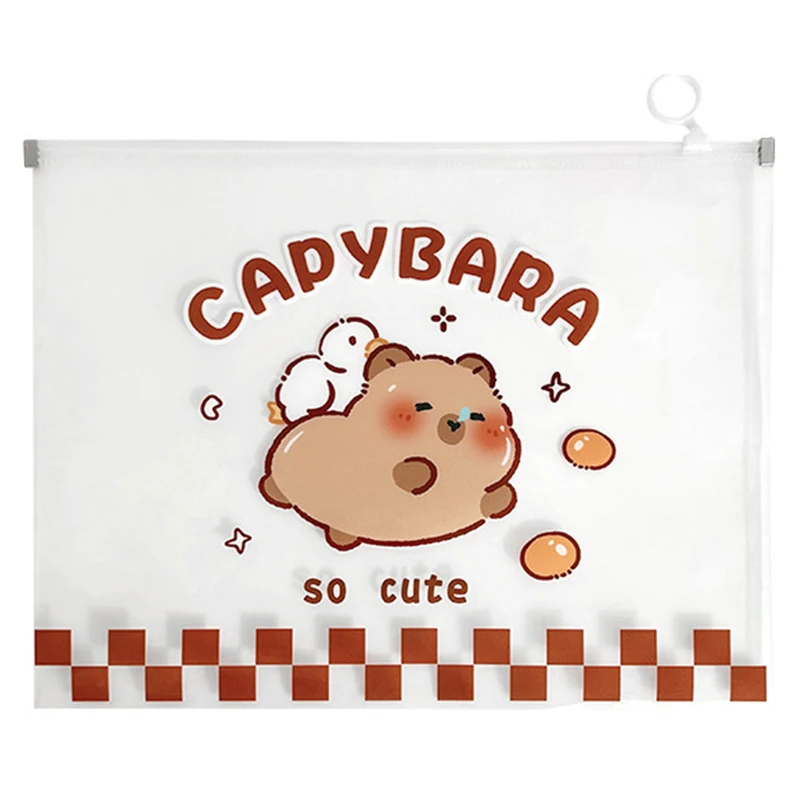 2024 Capybara A4 Formaat Document Map Bestand Rits Zakken Cartoon Plastic Document Zakken Rits Tas Ziplock Walle