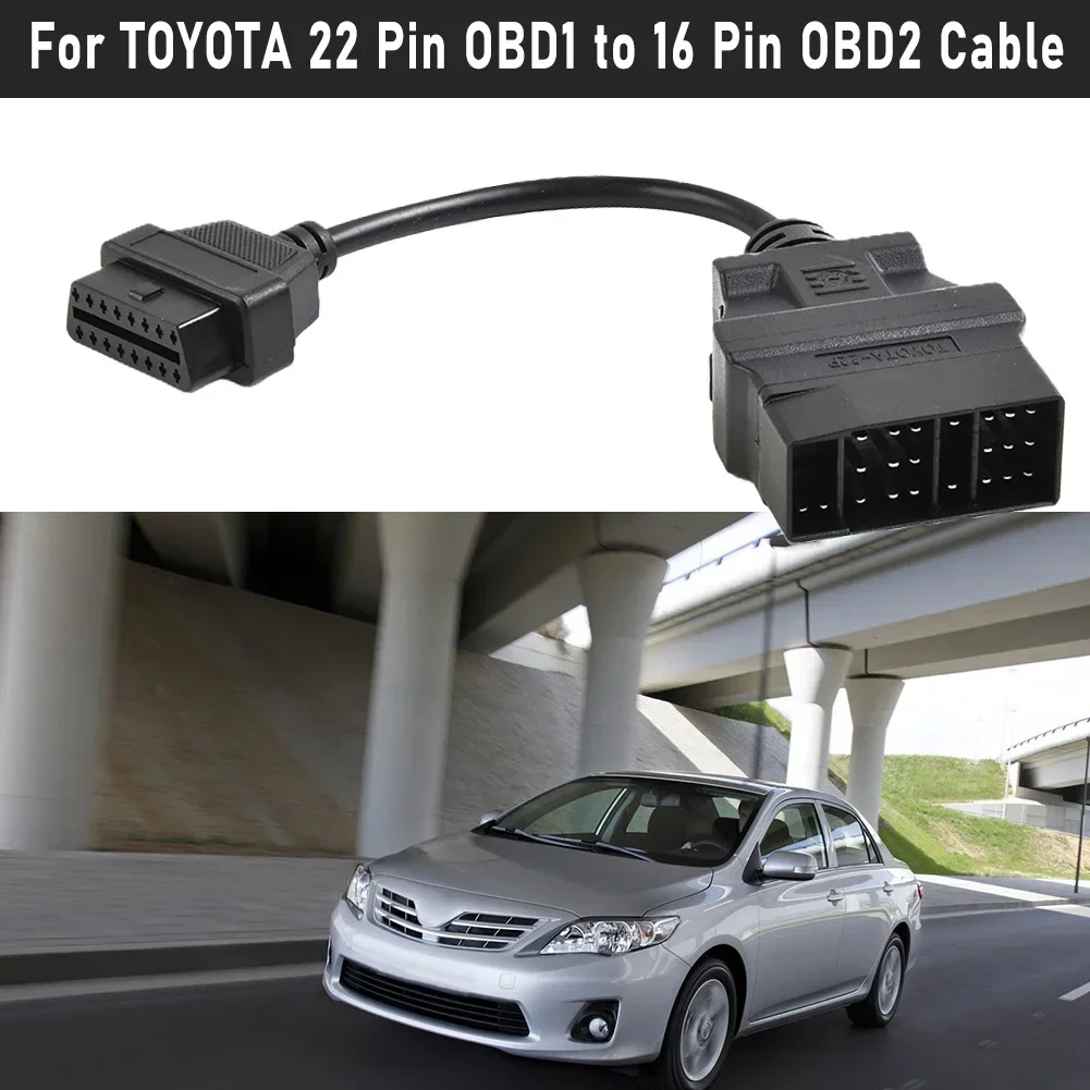 22-Pin OBD1 To 16-Pin OBD2 Converter Adapter Cable For TOYOTA Diagnostic Scanner Black-Accessories For Vehicles