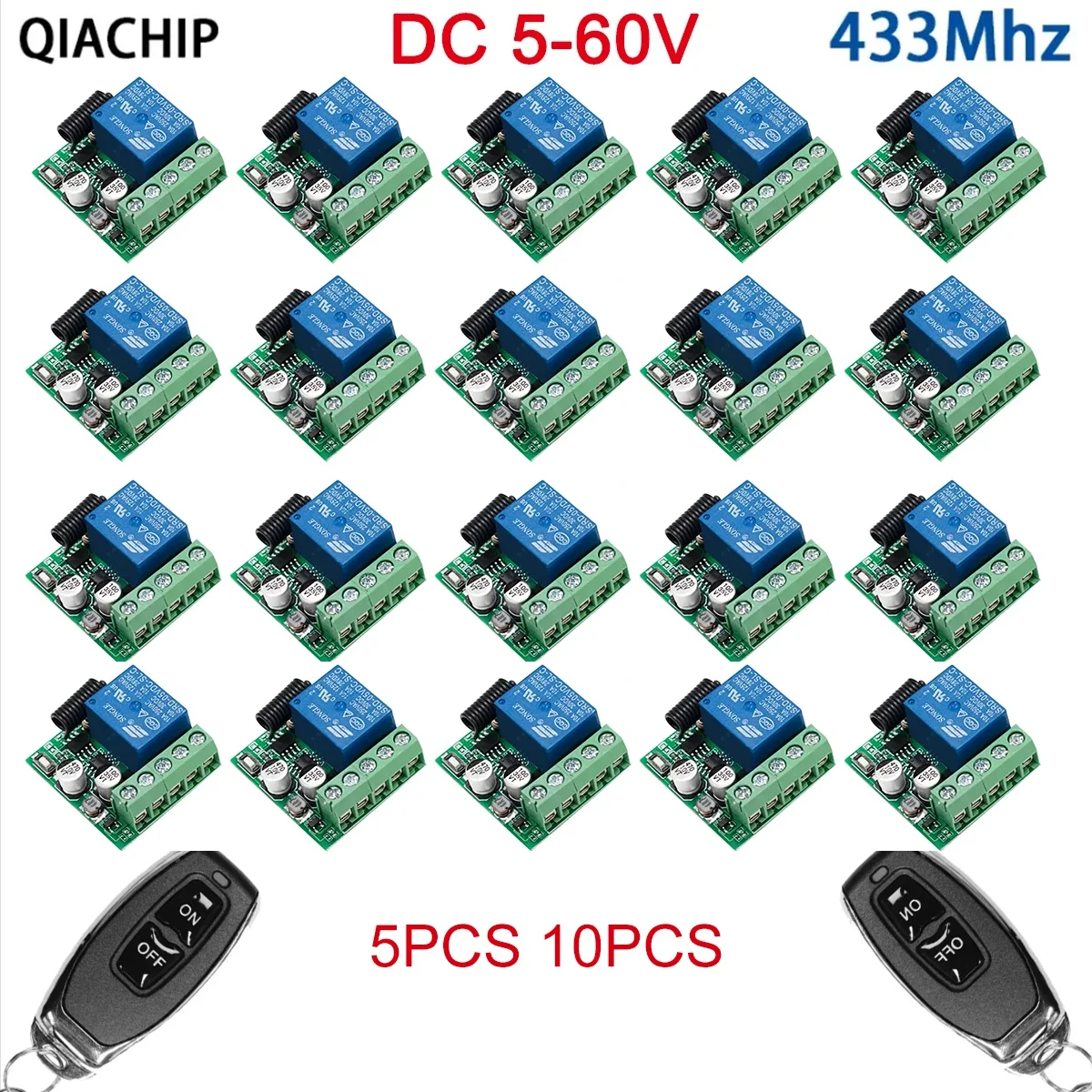 5 sztuk 10 sztuk 433Mhz DC 12V 5V-60V bezprzewodowy pilot zdalnego sterowania przełącznik przekaźnik moduł odbiornika nadajnik RF 433.92 Mhz pilot