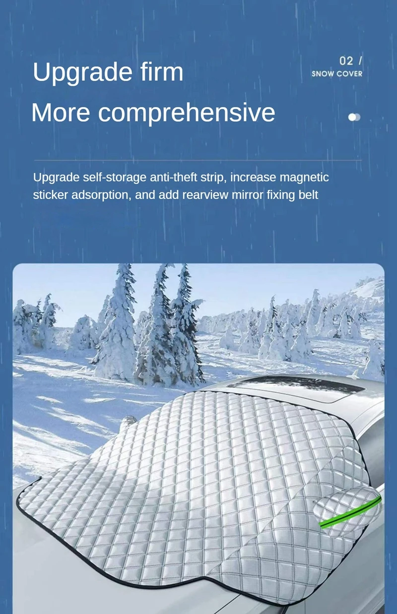 Sonnenschutzabdeckung für Auto-Windschutzscheibe, Schnee- und Sonnenschutz, Wasserdichter Magnetischer Schutz für die Frontscheibe – Detail 6