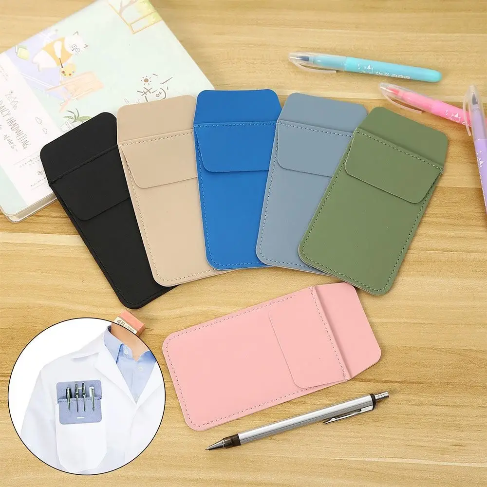 Hot Double-Layer PU Leak-Proof Pen Portable Useful Pouch Pocket Protector Pencil Case Doctors Nurses Accessories Office Supplies