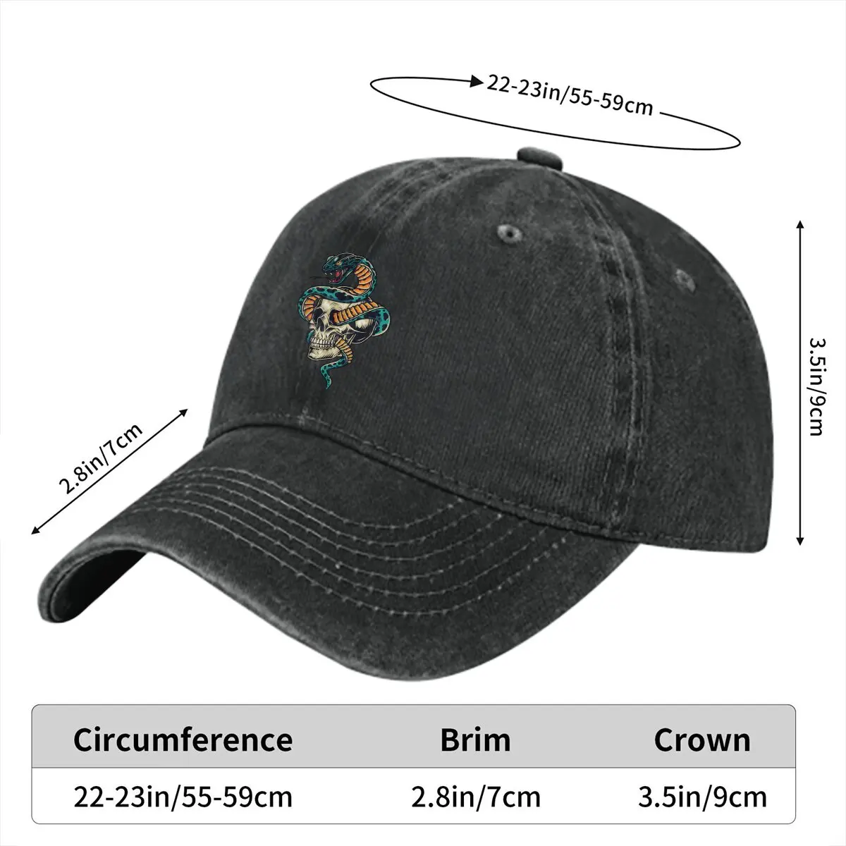 And Snake Classic Baseball Cap Men Hats Women Visor Protection Snapback Mexican Skull Santa Muerte Caps