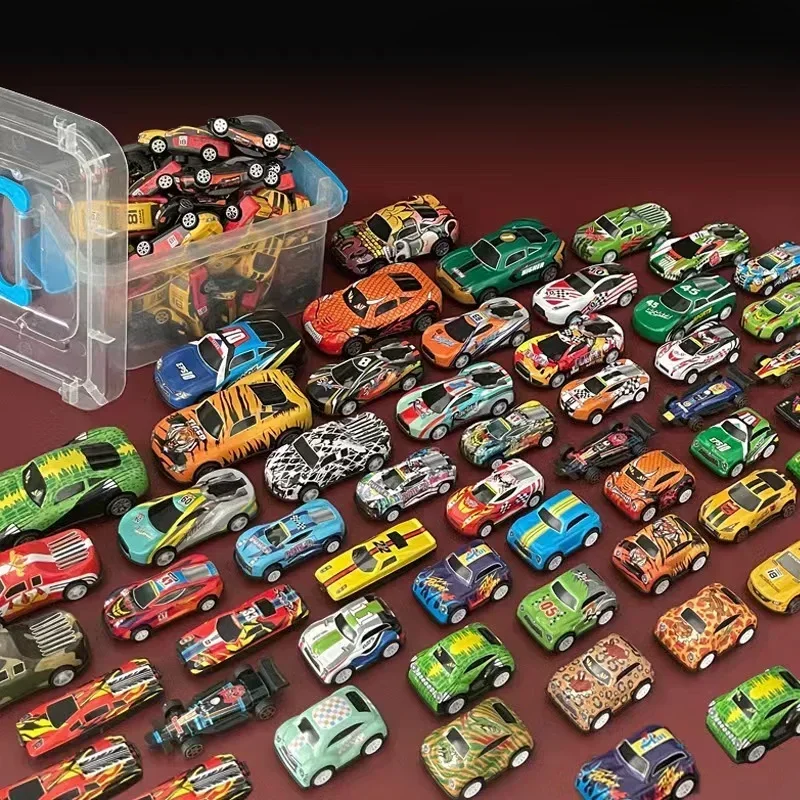 Mini Alloy Car Model Set with Storage Box Diecast Cars Toys for Boys Sliding Inertia Vehicle Children Toy Kit Kids Gifts