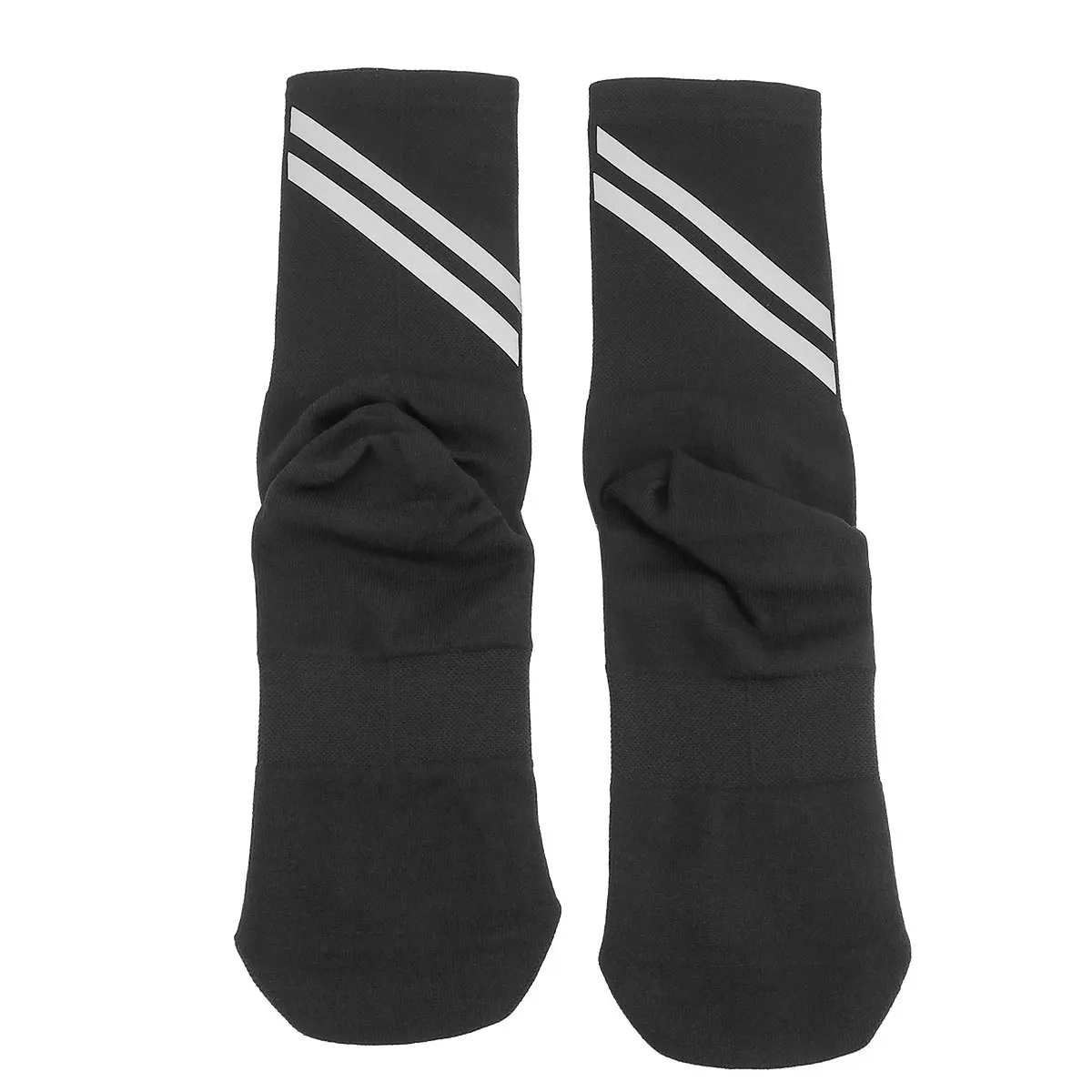 جوارب رياضية للرجال والنساء باللون الأسود عاكسة لركوب الدراجات قابلة للتنفس وسميكة ماصة للعرق وإطلاق الجري والقفز وكرة السلة
