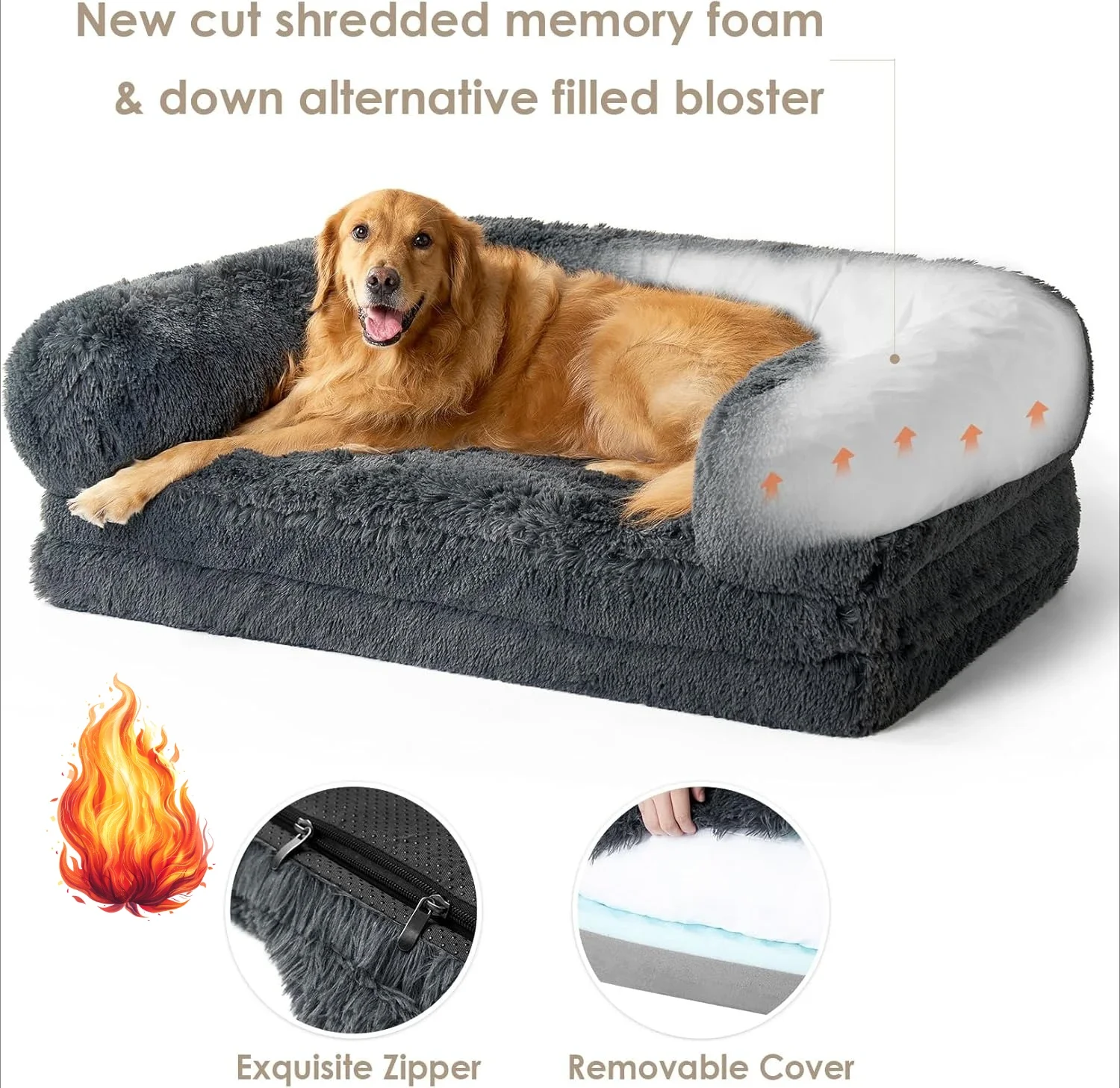 

Foldable Human Dog Bed, 72"x44"x11" Orthopedic Memory Foam Human Sized Dog Bed, Waterproof Pet Bed for People, Faux Fur Pet