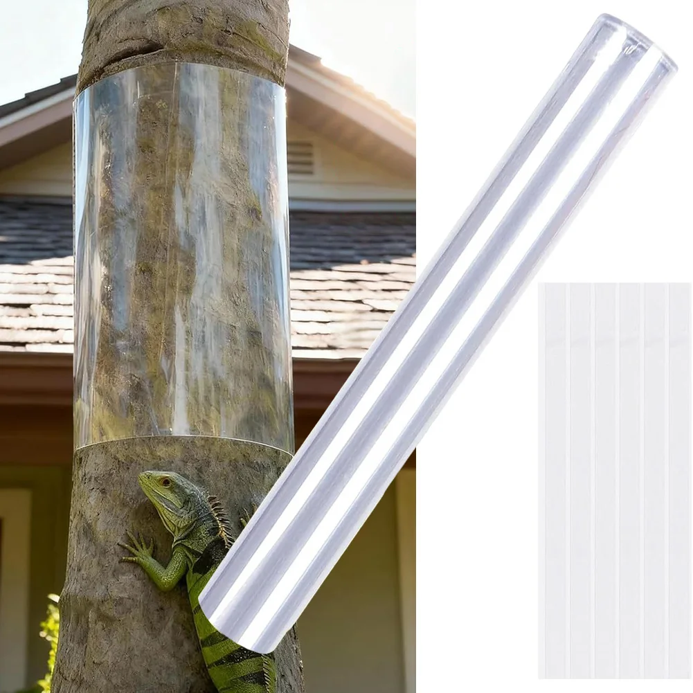 Tree wrap protector reusable for iguana prevention with sturdy PVC material and clear double sided tape for fit