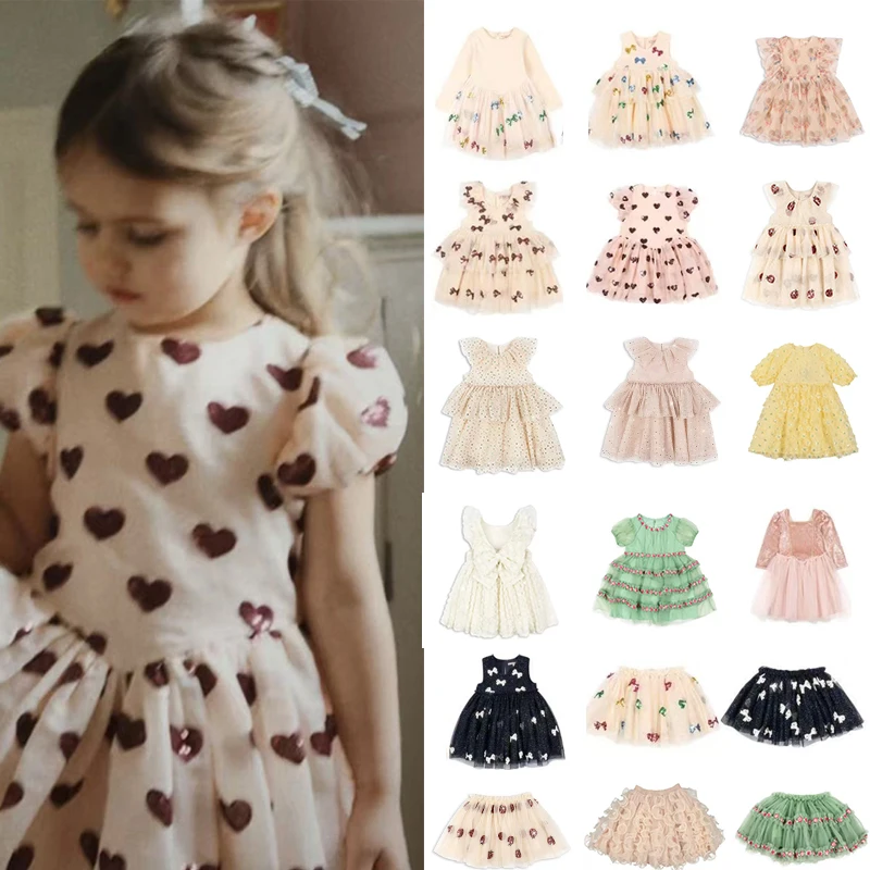 

25 новое детское платье осень/зима, сетчатое платье с пайетками и бантом Ks, очаровательное милое праздничное/танцевальное платье из чистого хлопка, тюлевая юбка