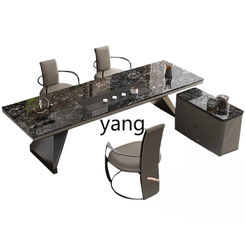 

LH rock slab tea table and chair combination light luxury modern simple office luxury stone tea table