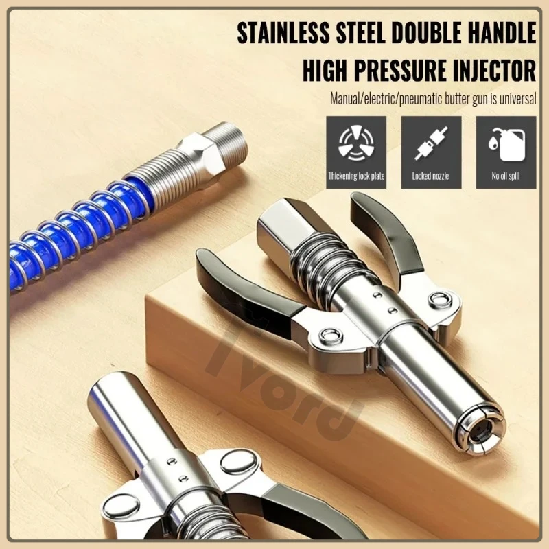 

Grease Coupler Heavy-Duty Quick Release Grease Gun Coupler NPTI/8 10000 PSI Two Press Easy To Push Accessories