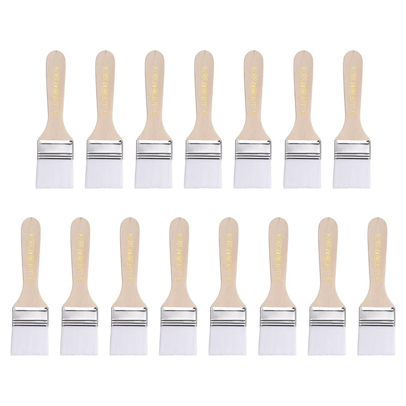 

15Pcs Paint Brushes Paint Brush Nylon Flat Wall Paint Brush Soft Bristle With Wood Handle For Painting DIY