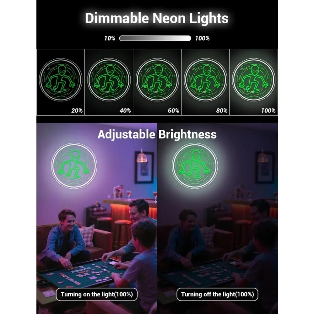 Alien Neon Signs Traveling Through Space LED Neon Light Sign for Living Room Man Cave Club Bar Bedroom for Wall Decor Funny Gift