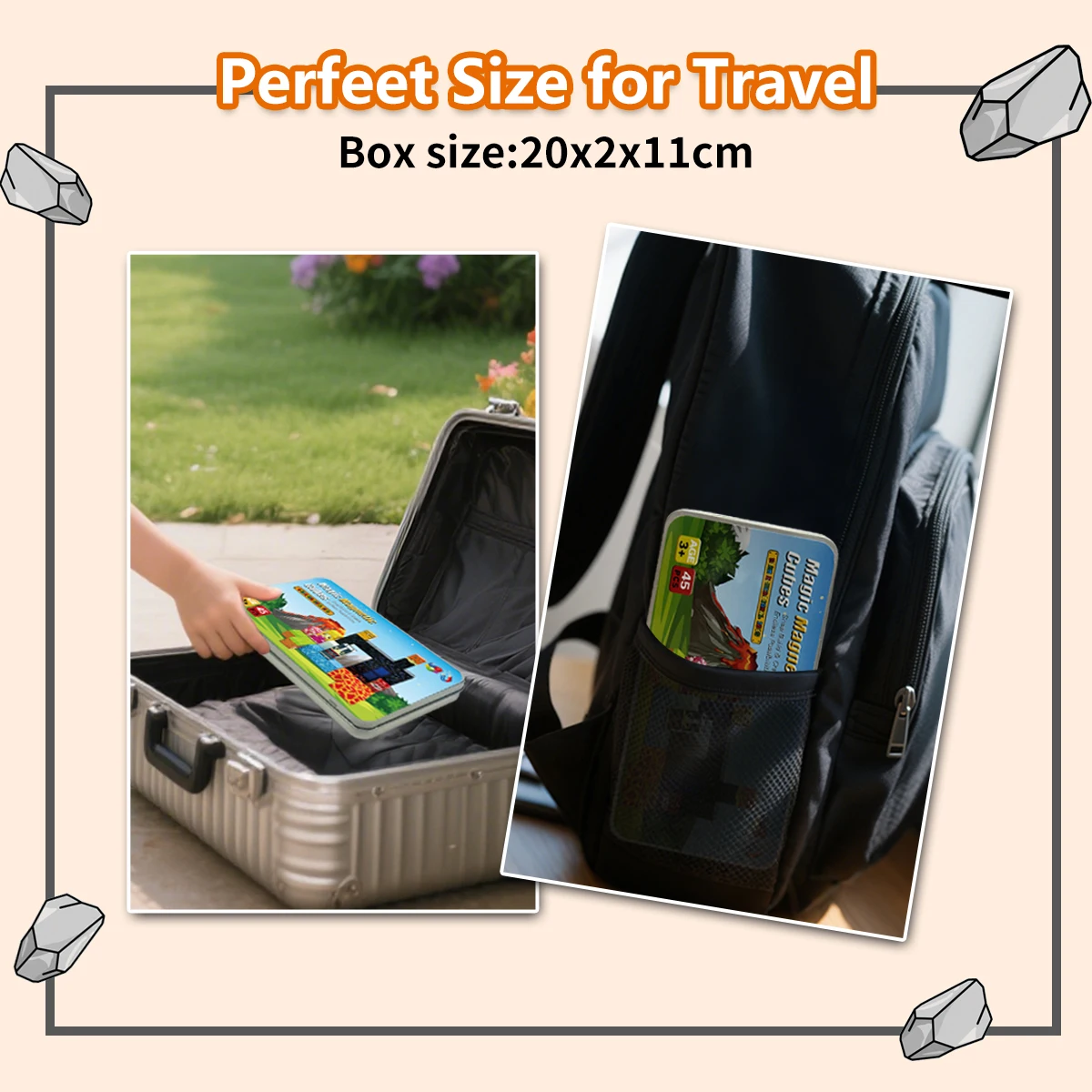 Magnetic Blocks Travel Magnet Building Blocks for Toddlers 45PCS Magnetic Building Toys with Portable Iron Box Educational Toys