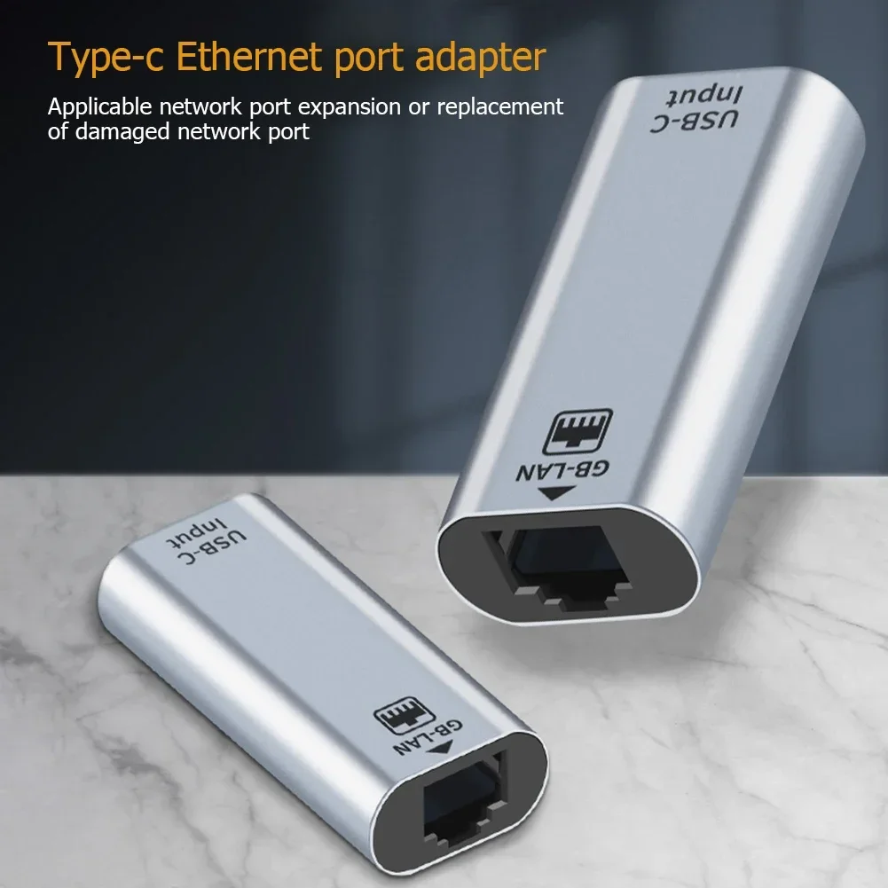 USB C Female To RJ45 Female USB Type C To Ethernet Adapter 10/100/1000 Gigabit Wired LAN Network Card for PC Laptop Smartphone