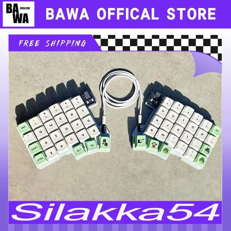 Silakka54 Split Keyboard Wired Hot Swap Support QMK/VIAL Keyboard Ergonomics RP2040zero Customized PC Gamer Accessories