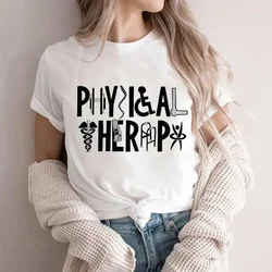 Physical Therapist Print T-shirts Tops for Women Lady Summer Female T-shirts Physical Therapy Clothes O-neck Tees T-shirts Femme