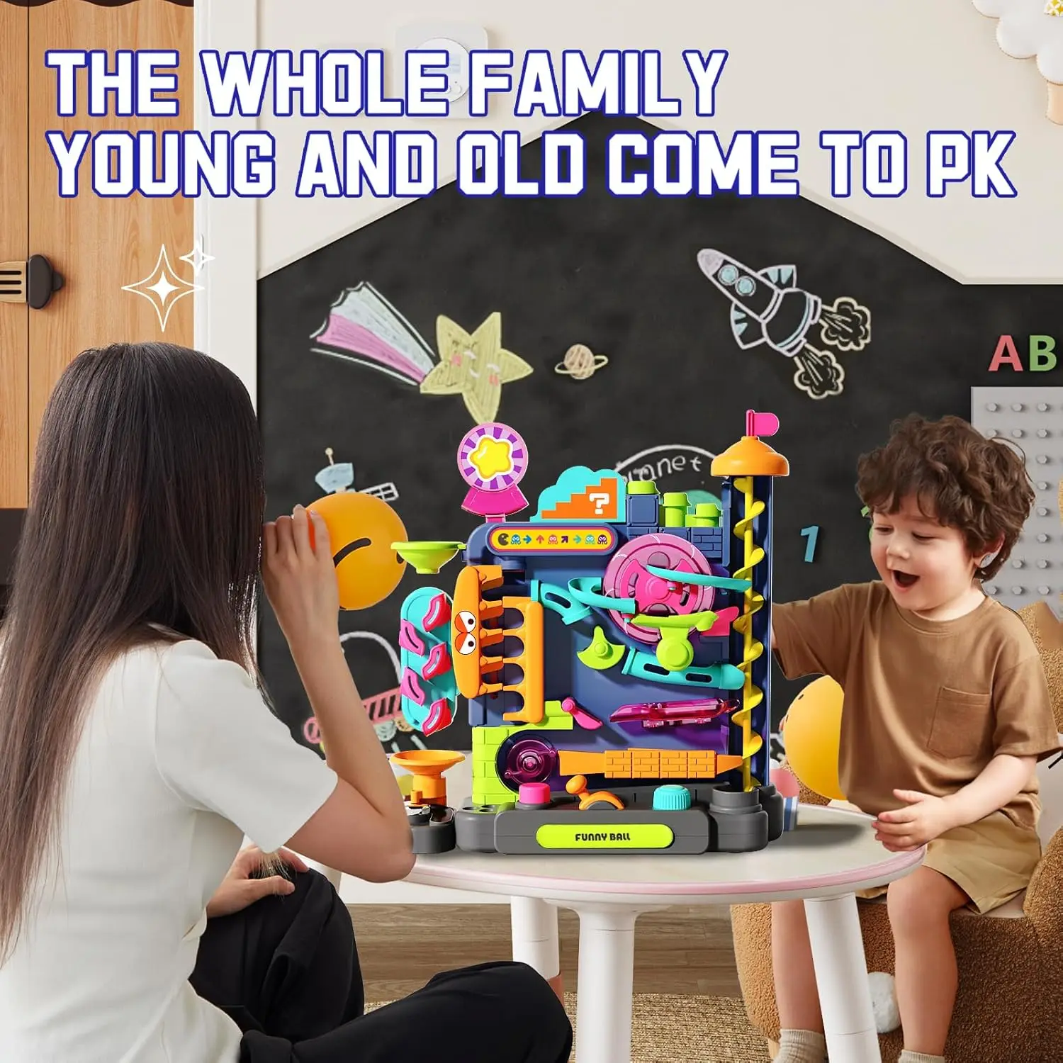 Lernspielzeug für Kinder, Marmor Run Track Puzzle Desktop-Spielspielzeug, interaktives Eltern-Kind-Puzzle-Lösespielzeug, Labyrinth-Spielzeug