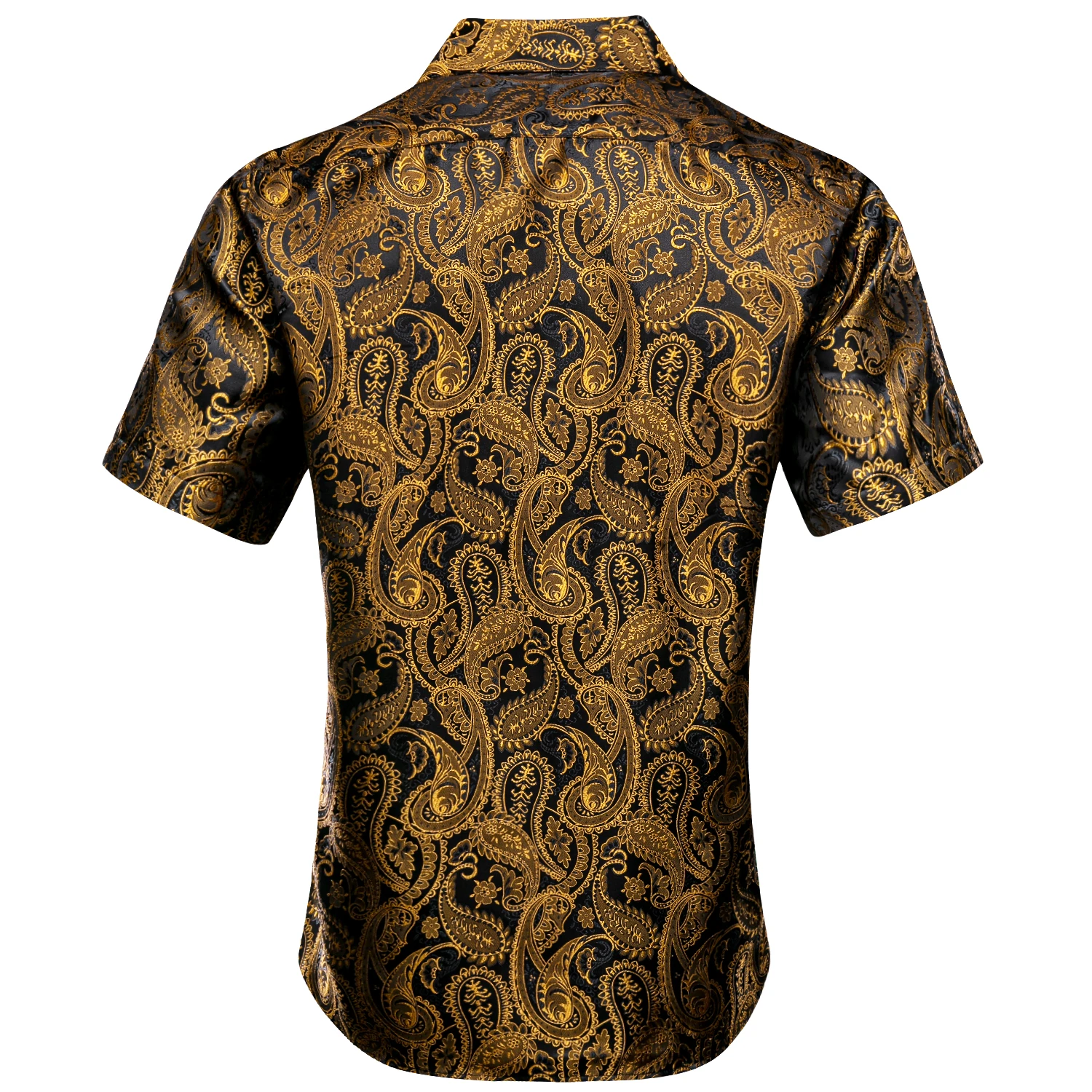 Hi-Tie Short Sleeves Silk Mens Shirts Jacquard Floral Paisley Spring Summer Button Shirt Comfortable Male Wedding Business Party