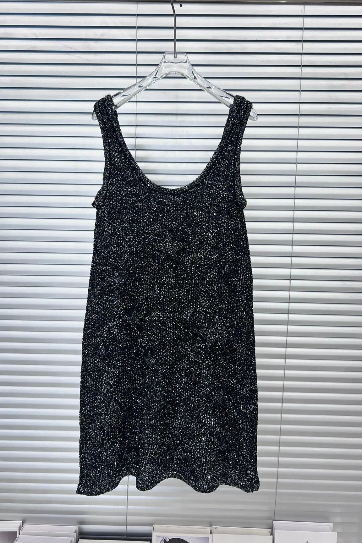 Sleeveless Tank Top Pullover, Slim Fit Casual Dress, Small Fragrance, Sparkling Bead Piece, Summer, High Quality, G010, 2024