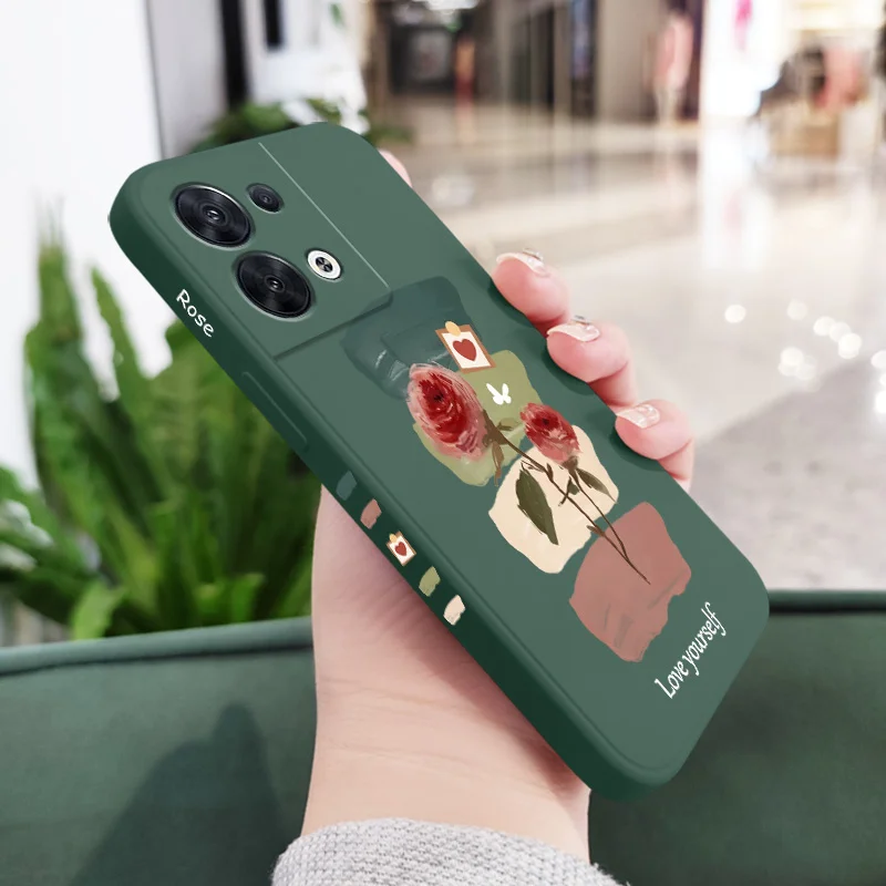 Love Roses Phone Case For OPPO Reno 10 8 8T 8Z 7 7Z 6 5 Pro 4G 5G F19 F9 Pro Plus Liquid Silicone Cover