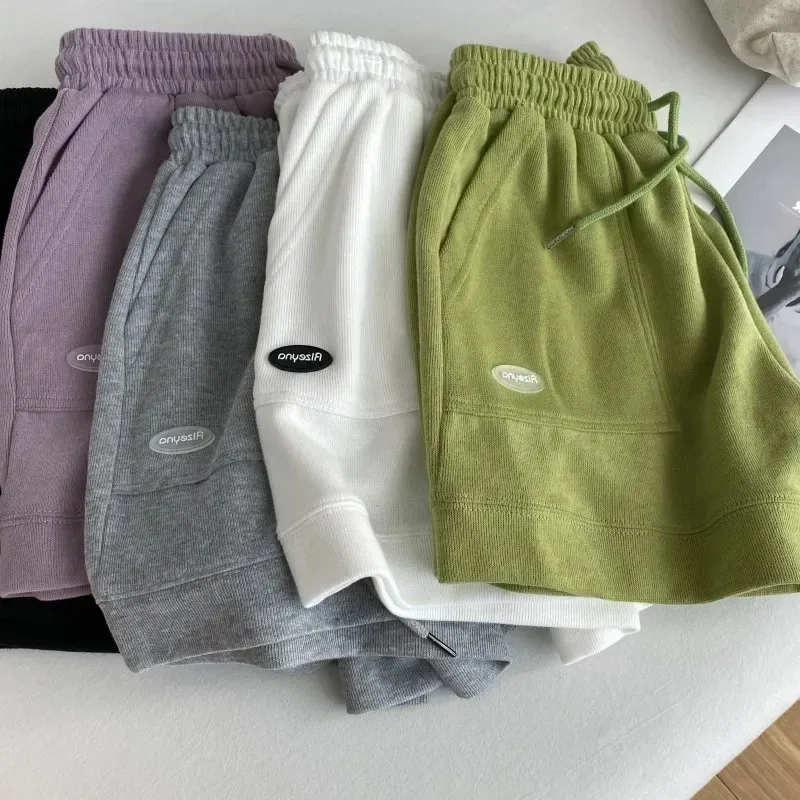 Pantaloncini sportivi versatili per la casa casual comodi e larghi con coulisse a gamba larga da donna, vita sottile, vestibilità slim, nuovi