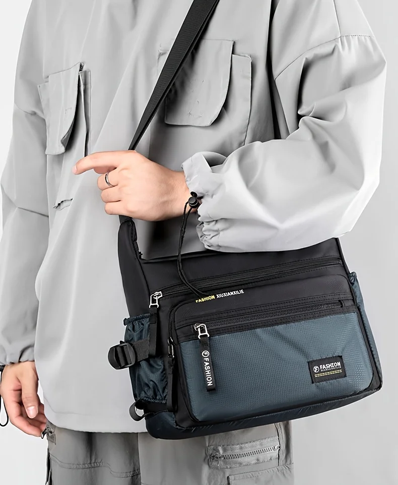 Men Multifunctional Crossbody Bag Nylon Waterproof Shoulder Bag Large Capacity Casual Male Messenger Bag Design Travel Daily