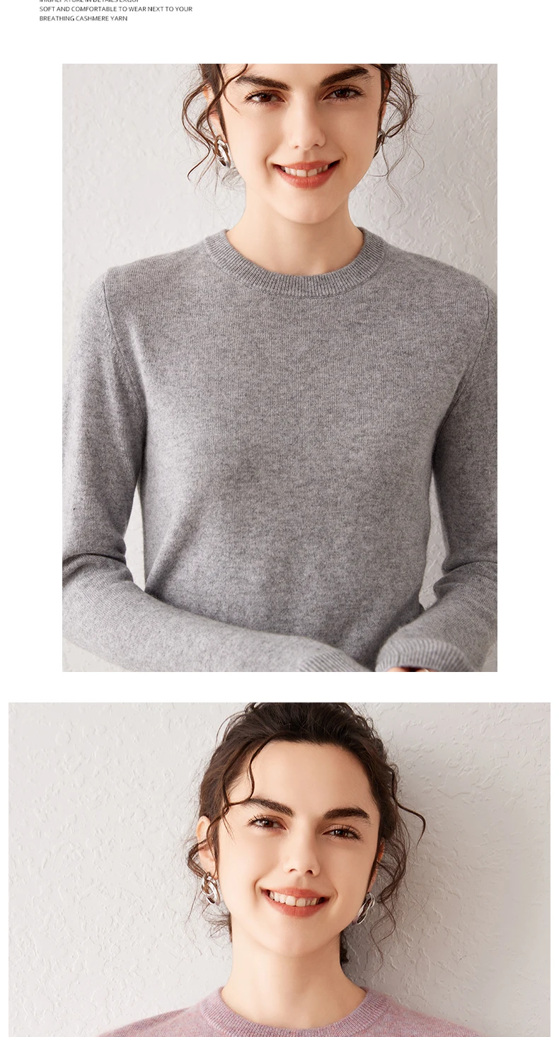 Damen 100% Reiner Kaschmir-Pullover 2026 Herbst Winter Rundhals Langarm Warm Weich Gestrickter Pullover Neue Strick-Oberteile Damenkleidung – Detail 25
