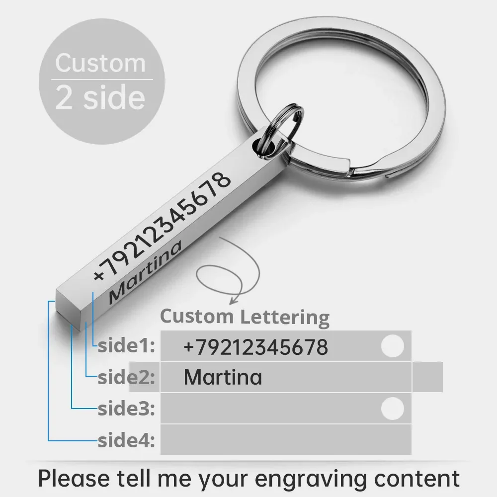3D Bar Edelstahl personalisieren Schlüsselanhänger Gravieren Text Name Datum Logo Schlüsselanhänger individuelle Schlüsselanhänger Ringe Weihnachtsgeschenk P039