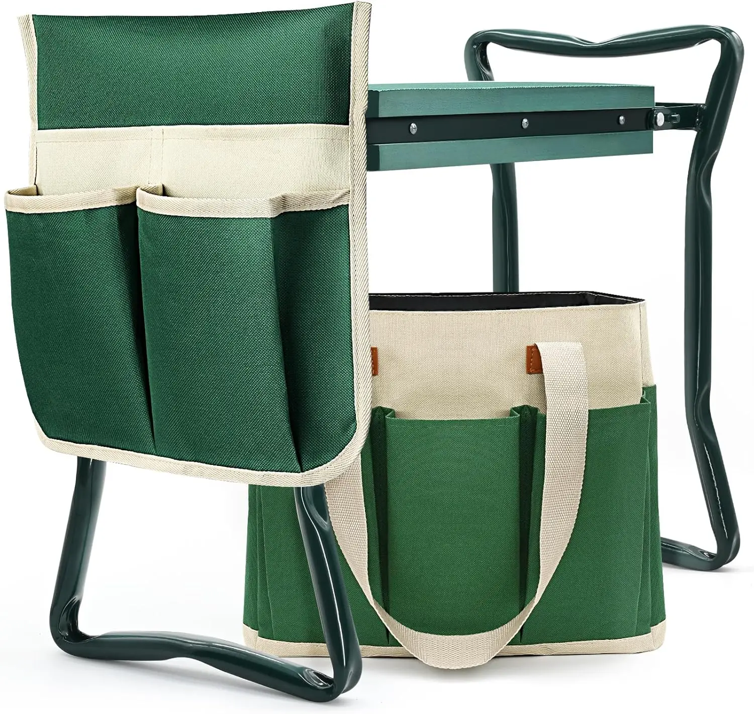 

Garden Stool And Kneeler,Foldable Gardening Bench With Tool Bag Pouch Eva And Garden Gloves,Garden Kneeler And Seat Gardening