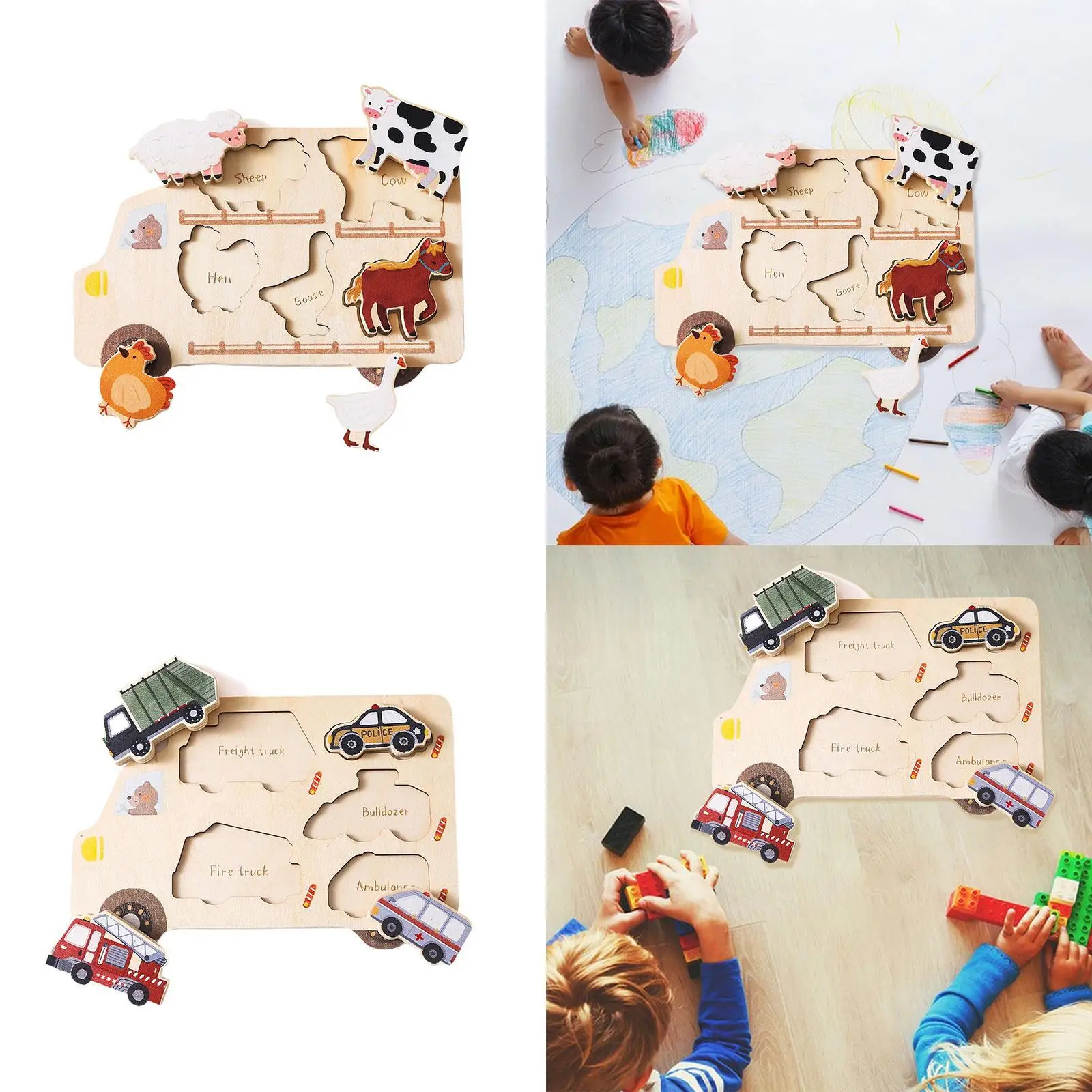 Hadiah Puzzle Kayu Cocok untuk Anak-anak Perkembangan Sensorik Mainan Kayu Keterampilan Motorik Halus Hadiah Pesta Prasekolah
