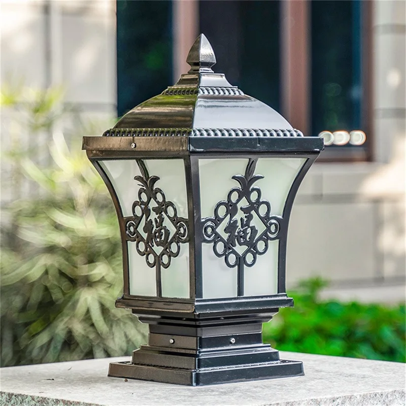 SOFEINA Solar Outdoor Classical Post Light Retro Waterproof Pillar LED Wall Lamp Fixtures for Home Garden