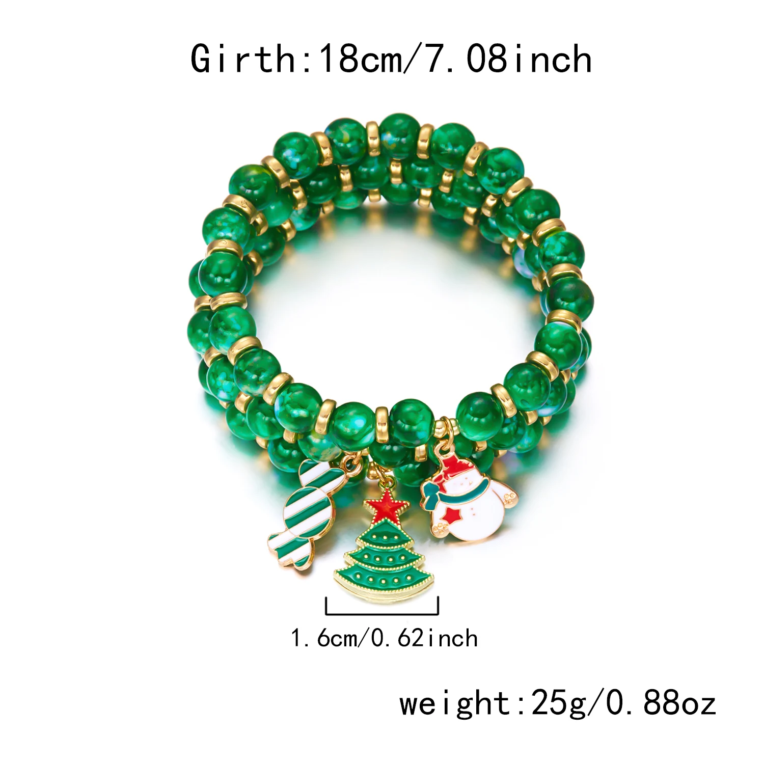 Bezauberndes Weihnachtsmann-Weihnachtsbaum-Perlenarmband-Set für Frauen, buntes Rentier-elastisches Armband, Urlaubsschmuck-Accessoires – Detail 8