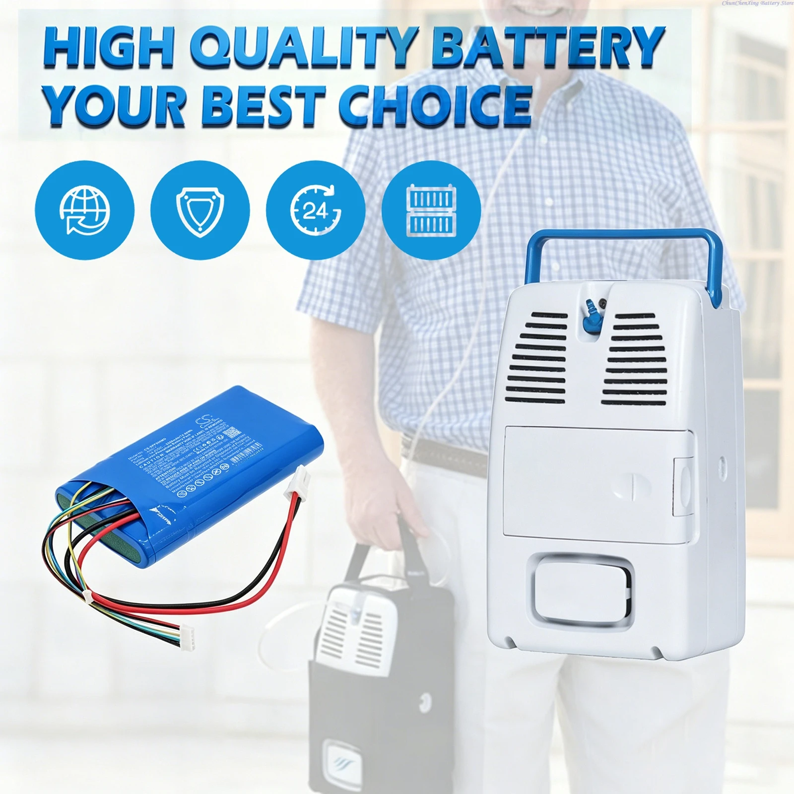 

Cameron Sino 14.4V 5200mAh Replacement Medical Battery AS077 BT020-1 for AirSep FreeSthle 5 Oxyegn