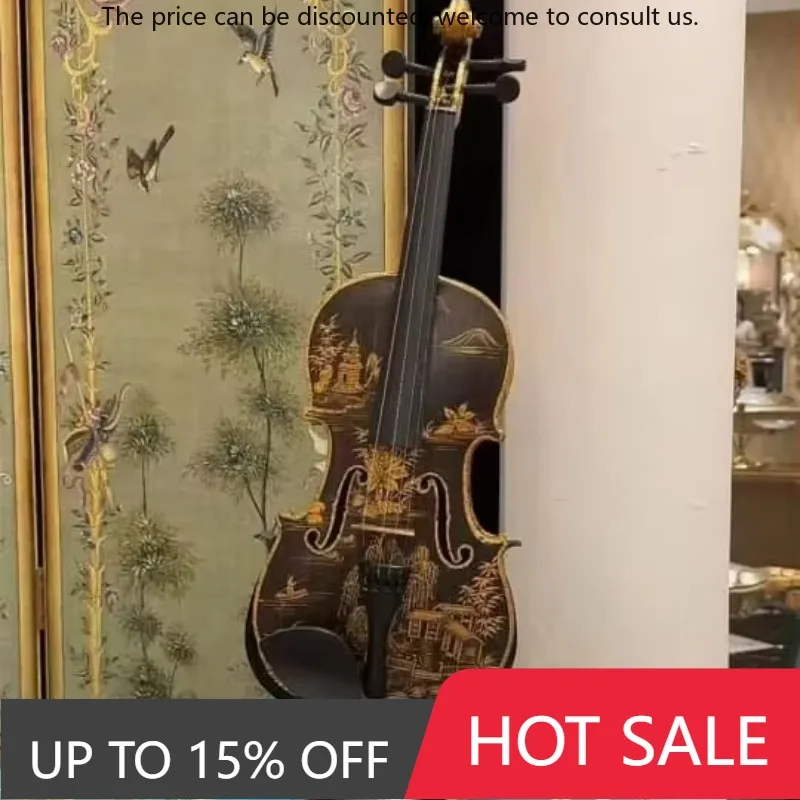 

Deluxe Home Furnish Living Room Decor Ceramic&Copper Violin Shape Home Decor Statue Animal
