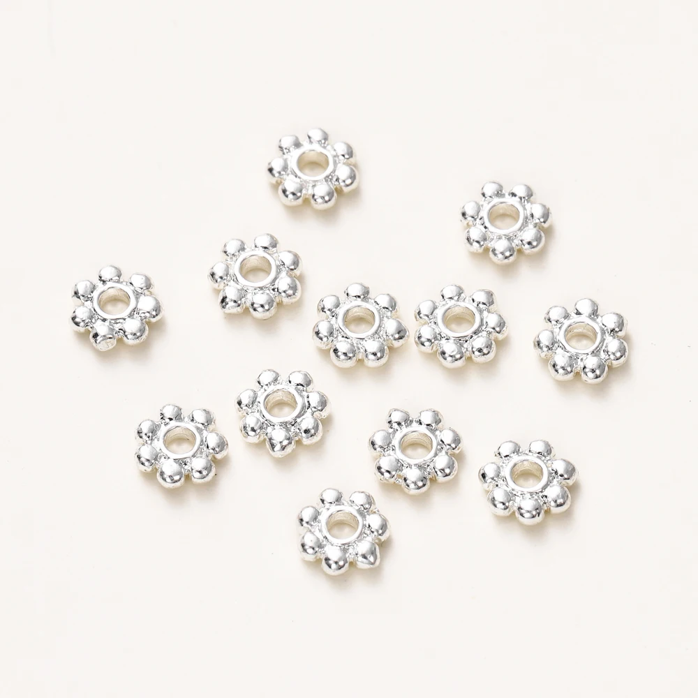 Cuentas espaciadoras de flores de Latón chapado en oro, accesorios para fabricación de joyas DIY, 4/5/6mm, 14K/18K, venta al por mayor, 20 piezas por lote