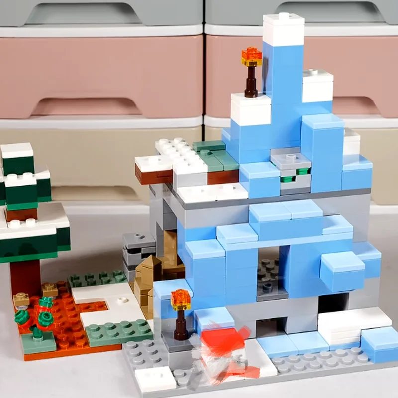 مجموعات متوافقة مع MOC من سلسلة My Pixel World لبنات البناء من فروزن ماونتن آيس بيكس ألعاب تجميع للأطفال ﻿