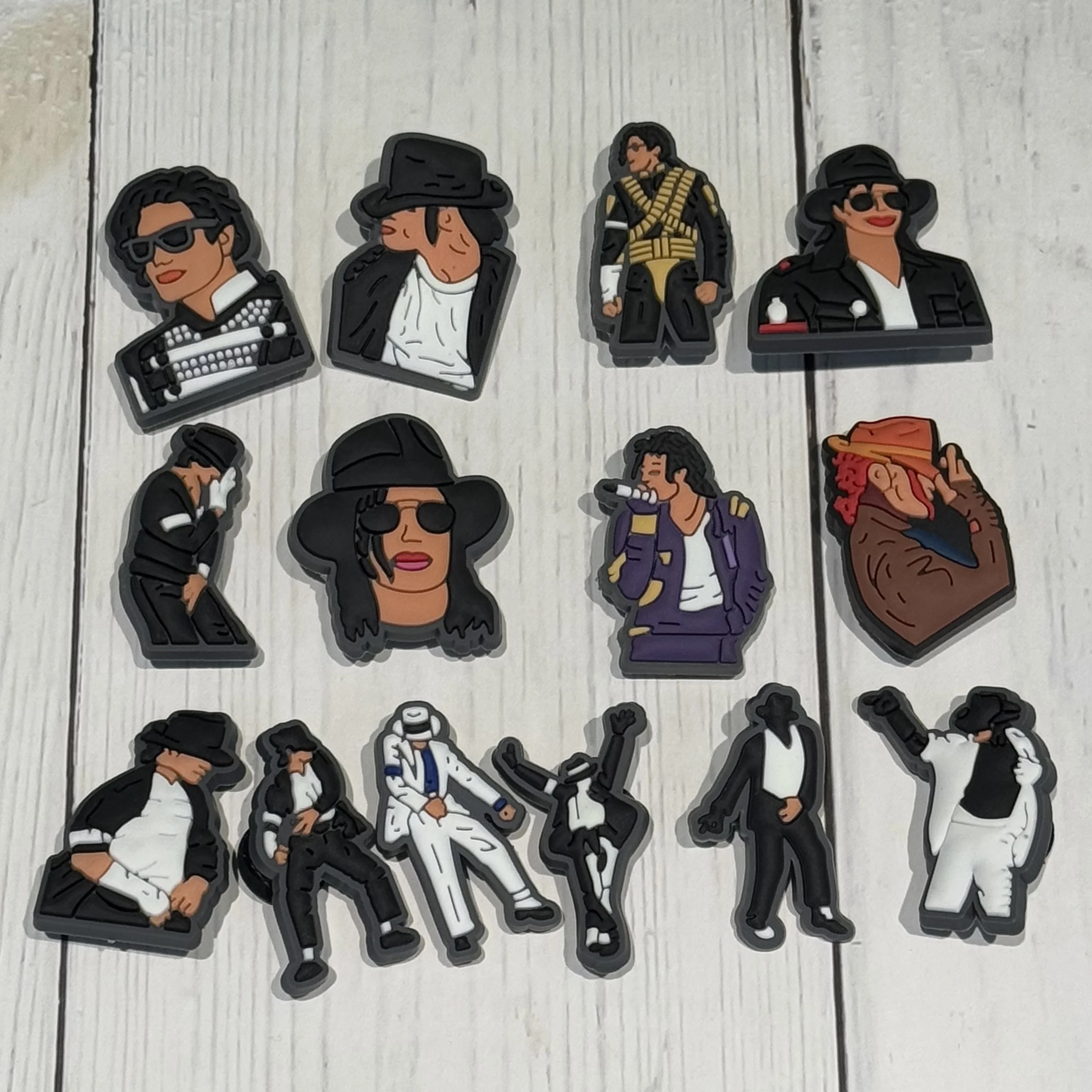 Hot Sales 14Pcs Famous Singer PVC Shoes Charms Decorations Moonwalk Dance Sandal Buckle Fit Cool Man Holiday Gifts image 3
