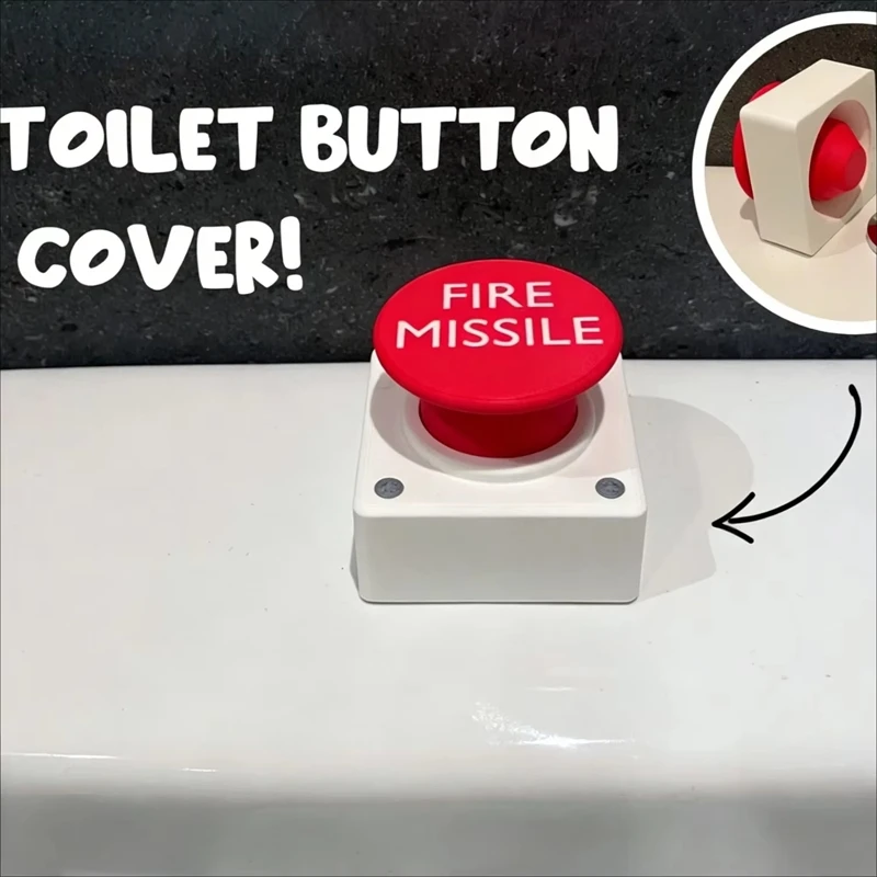 1 Piece Missile Shape Toilet Flush Button Cover, Drill-free No-drill Installation, Universal Replacement Part, Fits Standard Val