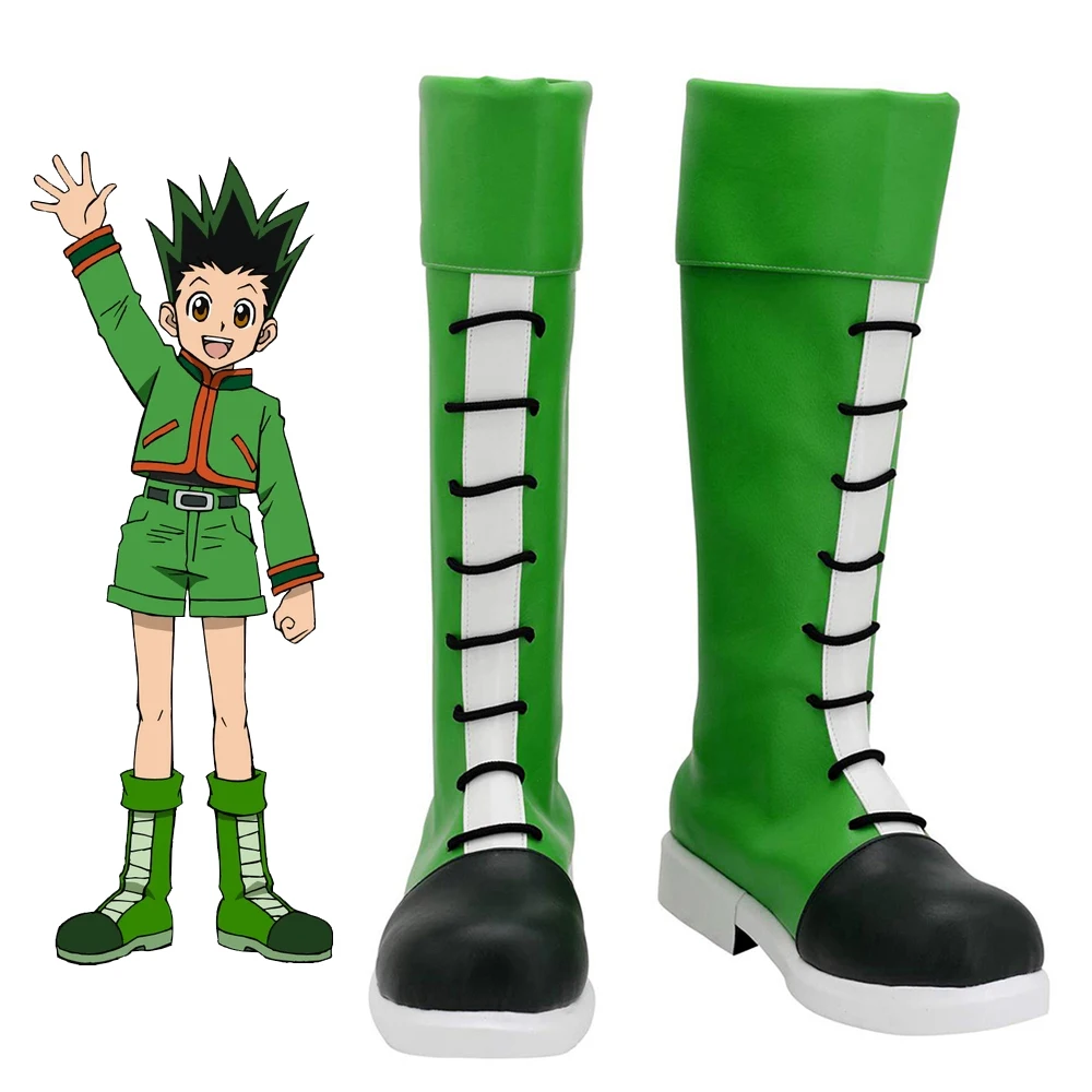 IN STOCK HxH Rookie Hunter Gon Freecss Cosplay Shoes Anime Green Boots