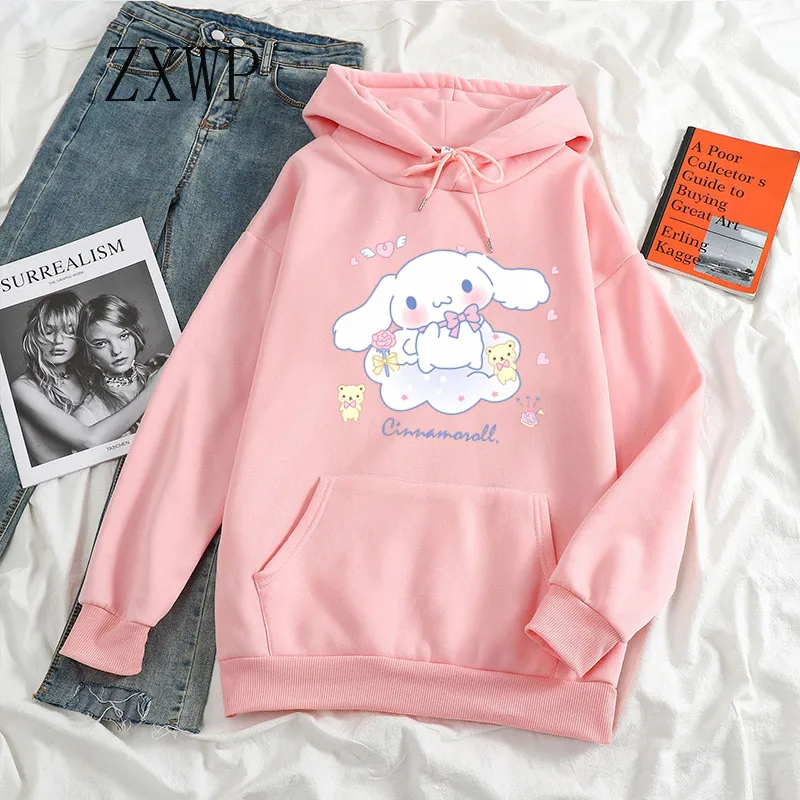 Cute Hoodie Women Harajuku Cartoon Cinnamoroll Graphic Hoody Kawaii Hoodies Unisex Aesthetic Fashion tops y2k Sweatshirts