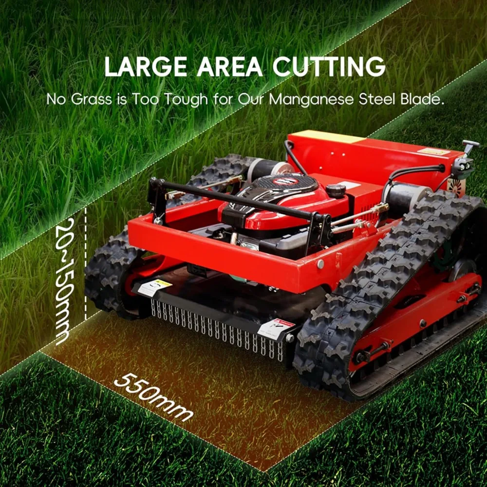 Remote Controlled Lawn Mower 45° Slope Capability, 196cc Engine Grass Cutting Machine