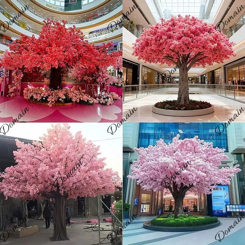 Large Artificial Cherry Blossom Tree Fiberglass Outdoor/Indoor Decoration Mall Prop Wishing Tree